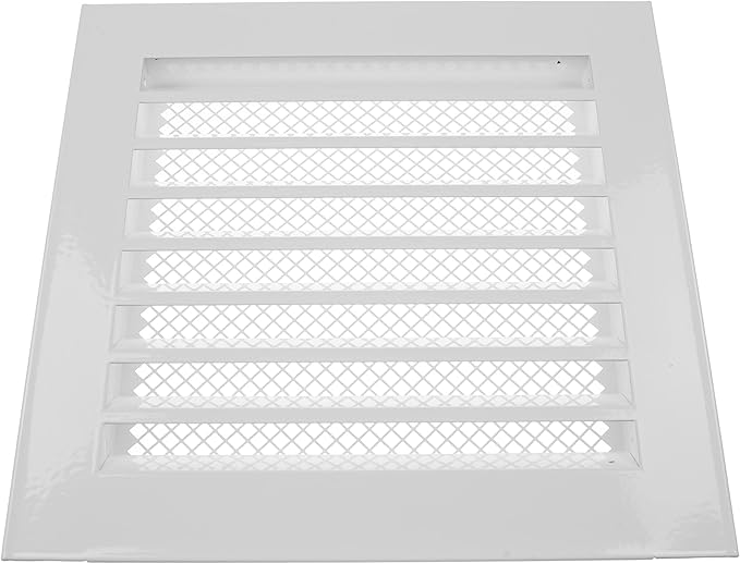 Repa Market 8" x 8" Inch (Inner Dimensions) Galvanized Steel White Soffit Air Vent Cover - Louvered Square Gable Vent with Mesh Screen - Exhaust/Intake Ventilation Grill - Outdoor Metal Duct Grate