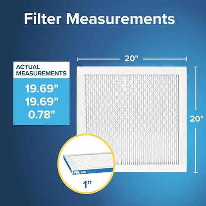 Filtrete 20x20x1 AC Furnace Air Filter, MERV 13, MPR 1900, Premium Allergen, Bacteria & Virus Filter, 3-Month Pleated 1-Inch Electrostatic Air Cleaning Filter, 2-Pack (Actual Size 19.69x19.69x0.78 in)