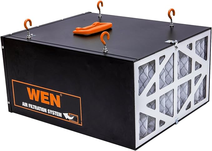WEN 3410 3-Speed Remote-Controlled Air Filtration System (300/350/400 CFM), Basic w/ RF Remote (400 CFM) , Black