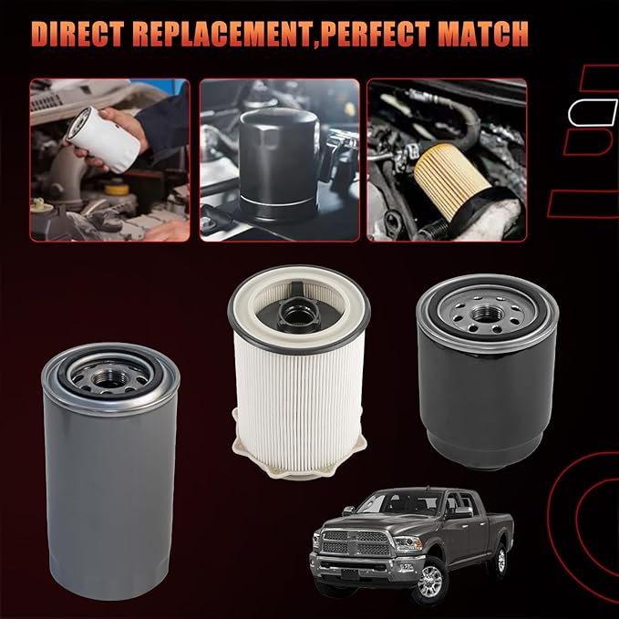 6.7L Cummins Diesel, Fuel/Water Separator Fuel Filter, Oil, Cabin Air, Air Filter Compatible with Ram Vehicle 2013-2018 2500 3500 4500 5500 Replaces# 68197867AA 68157291AA 05083285AA 68406048AA