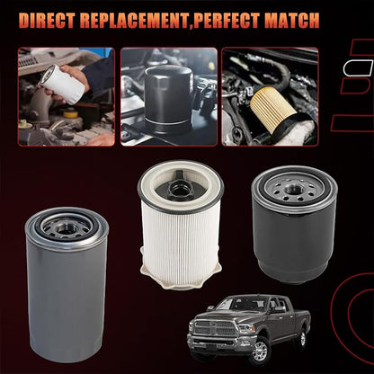 6.7L Cummins Diesel, Fuel/Water Separator Fuel Filter, Oil, Cabin Air, Air Filter Compatible with Ram Vehicle 2013-2018 2500 3500 4500 5500 Replaces# 68197867AA 68157291AA 05083285AA 68406048AA