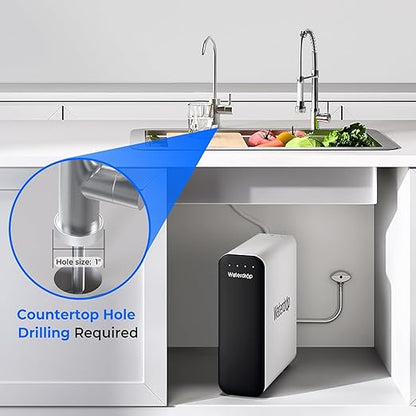 Waterdrop TSU 0.01 Micron Ultra Filtration Under Sink Water Filter System, 3-Stage Tankless Under Sink Water Filtration System with Faucet, Smart Panel, Not Lower TDS, Drilling Required