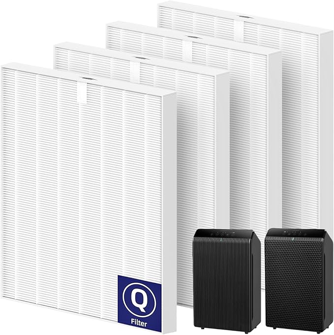 4 Pack 5510 5520 HEPA Replacement Filter Q Compatible with Winix 5510, 5520 PlasmaWave Air Purifi-ers, 4 x HEPA Filter for Dust Pollen Pet Smoke, Part# 1712-0123-00