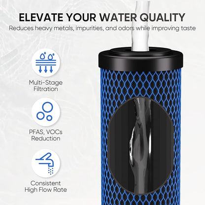 1 Micron 2.5" x 10" Whole House CTO Carbon Water Filter Cartridge Replacement for Under Sink Water Filter System, Dupont WFPFC8002, WFPFC9001, FXWTC, SCWH-5, WHEF-WHWC, WHCF-WHWC, AMZN-SCWH-5,4Pack