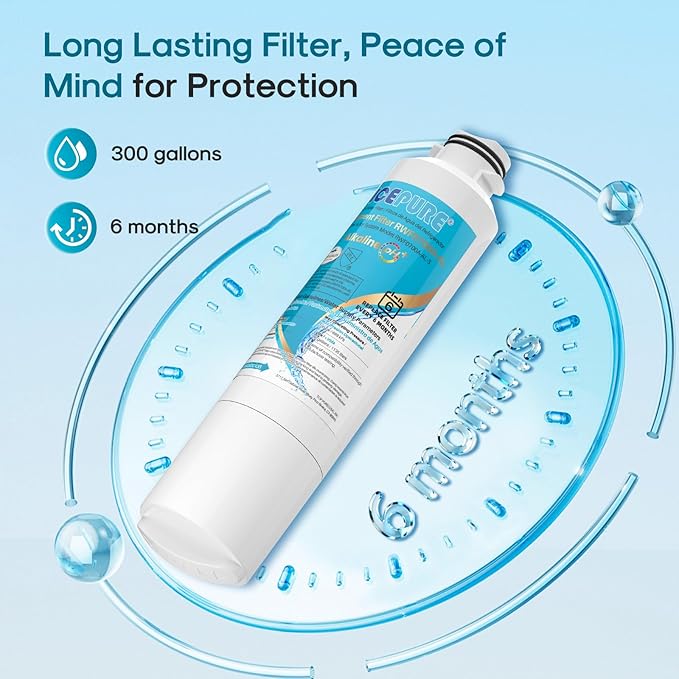 ICEPURE Alkaline DA29-00020B Refrigerator Water Filter Replacement for Samsung HAF-CIN/EXP HAF-CIN, DA29-00020A/B, DA29-00020B-1, 46-9101, RF28HMEDBSR, RF263BEAESR, HDX FMS-2, Enhances PH, 4Pack
