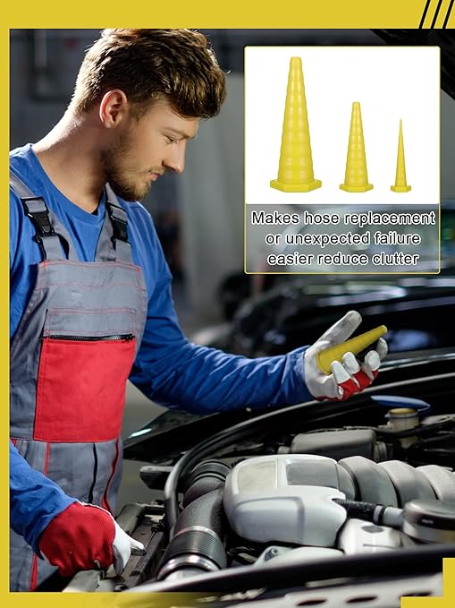 Hydraulic Oil Service Plugs Large Medium Small Sizes Multi Pack Rubber Drip Proof Hose Plugs Industrial Hydraulic Kit for Irrigation, 3 Sizes(17 Pcs,Yellow)