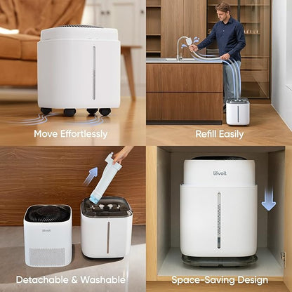 LEVOIT Superior 6000S Smart Evaporative Humidifiers for Home Whole House up to 3000ft², 23L, Last 72-Hour, Premium Filter, Dry Mode, Wheels & Water Fill Hose, Foldable Storage, Sleep Mode, New Edition