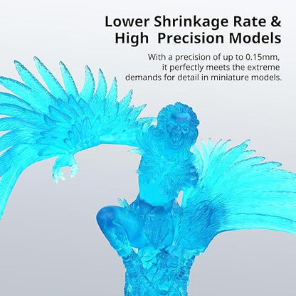 ANYCUBIC Water Washable 3D Printer Resin 2.0, 405nm High Precision 3D Resin, Low Shrinkage Photopolymer Resin for 4K/8K/12K Capable LCD DLP Resin 3D Printer Printing (Clear Blue, 1000g)