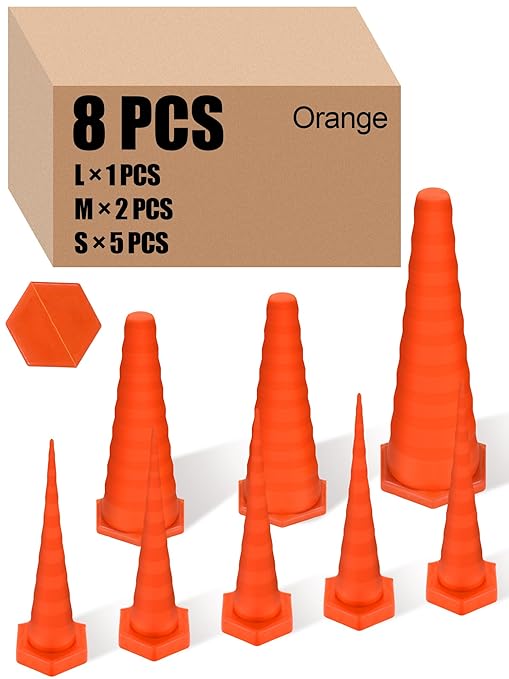 Hydraulic Oil Service Plugs Large Medium Small Sizes Multi Pack Rubber Drip Proof Hose Plugs Industrial Hydraulic Kit for Irrigation, 3 Sizes(8 Pcs,Orange)