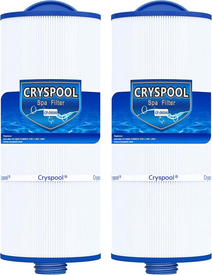 Cryspool® 06046 Filter Compatible with J-300, J400, 6CH-960, FC-2800, PJW60TL-F2S, 14081, 6540-383, Premium, Closed Handle(Not Removable Tops), 60 Sq. Ft Spa Filter Cartridge, 2 Pack