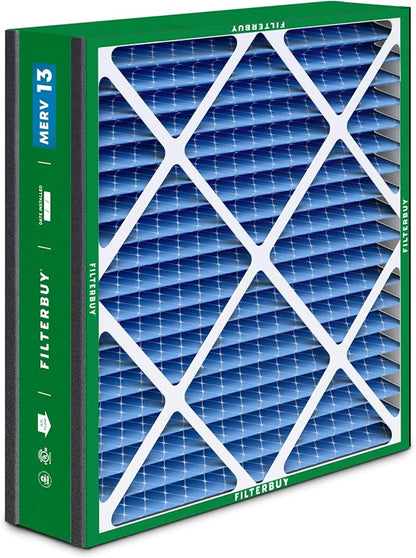 Filterbuy 20x25x5 Air Filter MERV 13 Optimal Smoke & Allergy Defense (2-Pack), Pleated HVAC AC Furnace Filters for Trion Air Bear, Generalaire, Skuttle, and More (Actual Size: 19.63 x 24.13 x 4.88)