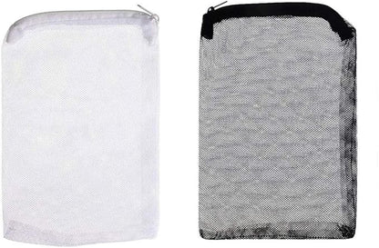 12Pcs Aquarium Filter Bags Fish Tank Mesh Media Filter Bags Carbon Filter Bags Net Bag with Zipper for Charcoal Pelletized Remove Activated Carbon, Biospheres, Ceramic Rings, Black and White