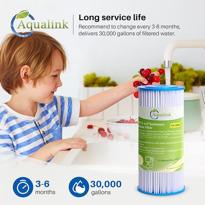 AQUALINK PPL10BB 10" x 4.5" Whole House Pleated Sediment Filter for Well Water, Replacement Cartridge for GE FXHSC, Culligan R50-BBSA, Pentek R50-BB, WFHDC3001, W50PEHD, GXWH40L, 2PACK
