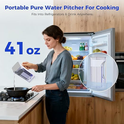 C5 Countertop Reverse Osmosis Water Filter, Hot and Cold RO System-3s Instant Hot, 6 Temp Settings 7-Stage RO Filtration Dispenser, NSF/ANSI372/42/58, Portable Pitcher, 3:1 Pure to Drain