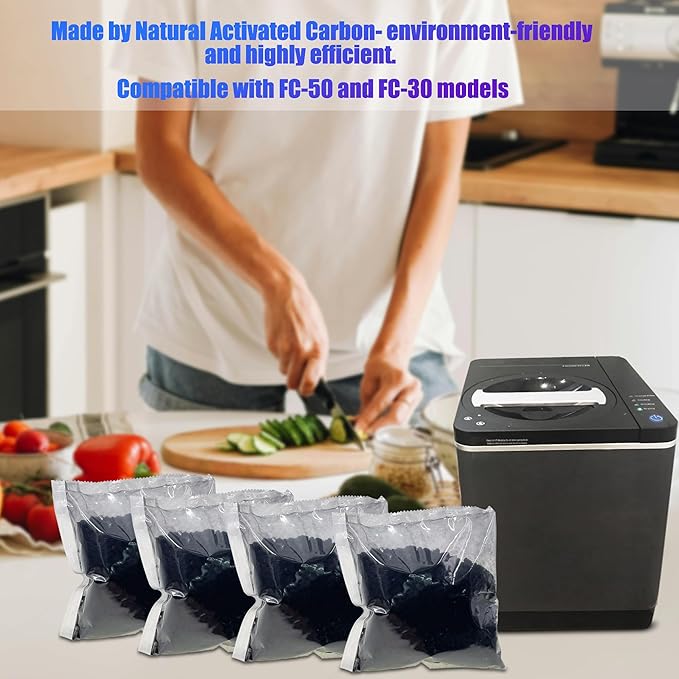 4-Pack Shurex Odor Absorbing Filter Refills for Vitamix FoodCycler Filters, Replacement Activated Carbon for Vitamix Foodcycler Replacement Filters