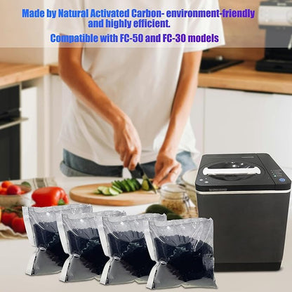 4-Pack Shurex Odor Absorbing Filter Refills for Vitamix FoodCycler Filters, Replacement Activated Carbon for Vitamix Foodcycler Replacement Filters