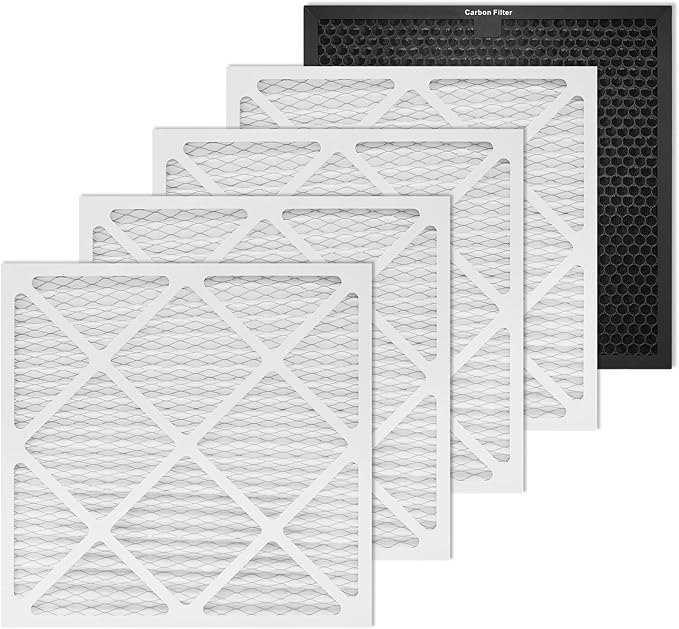 Activated Carbon/MERV-13 Filter Replacement Set, 16x16x1 inch High-Efficiency Replacement Filter for Commercial 550 Air Scrubber & Purifiers (Pack of 5)