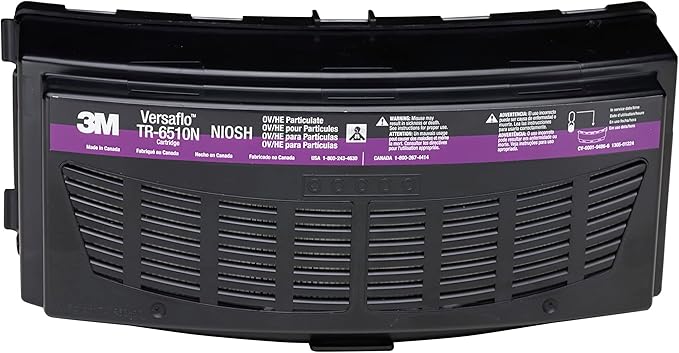 3M Versaflo HEPA Cartridge TR-6510N, Organic Vapors, For TR-600/TR-800 Powered Air Purifying Respirator (PAPR), 5/Case, Magenta/Black
