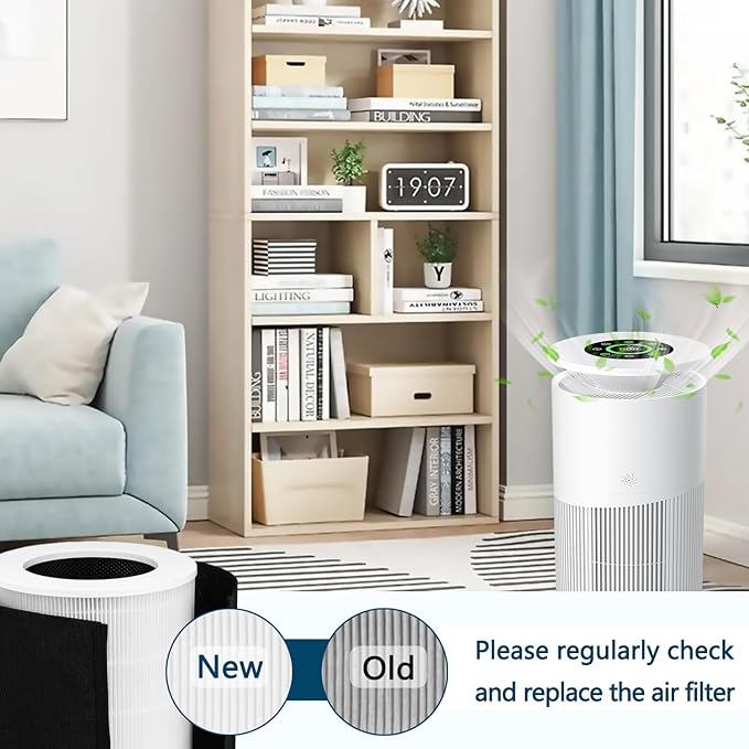 KJ02 Air Purifier Replacement Filter Compatible with Dhyala KJ02 Air Purifier, 8.7"L × 8.7"W × 10.7"H, Removes Pollen, Dust, Smoke, 1 Pack