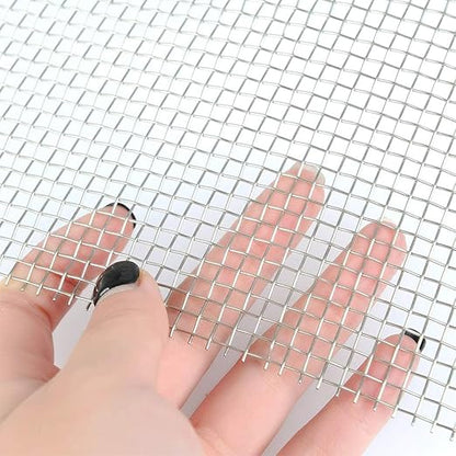 Wire Mesh Stainless Steel Woven Wire Mesh Screen 6 Mesh 300X 210mm Air Vent Metal Mesh for DIY Projects, Vent, Cage, Garden, Window Screen, Filter Mesh 4 Pack, silver, SY6MTSWUS