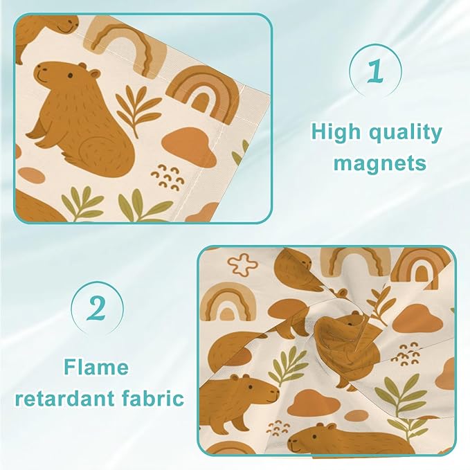 6 Pcs Fluorescent Light Covers for Ceiling Lights Cute Capybara Gifts Rainbows Leaves Abstract Shapes Earth Tones Decorative Magnets Light Filters for Office Home Classroom Must Haves 4’ x 2’