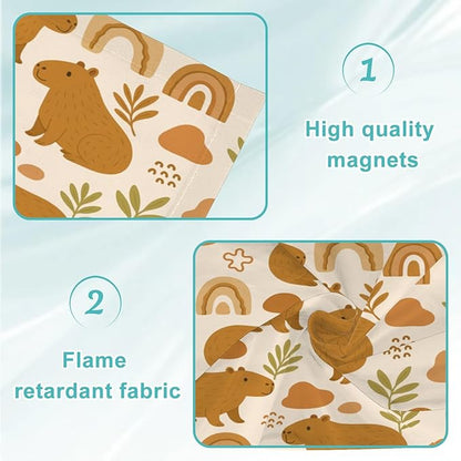 6 Pcs Fluorescent Light Covers for Ceiling Lights Cute Capybara Gifts Rainbows Leaves Abstract Shapes Earth Tones Decorative Magnets Light Filters for Office Home Classroom Must Haves 4’ x 2’
