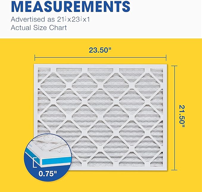 Aerostar 21.5x23.5x1 Air Filter MERV 13 (For Allergies, Dust, Lint, Mold, Pet Dander, Smoke, Smog & Bacteria) - Electrostatic MPR 1500-1900 & FPR 10 - Pleated HVAC AC Furnace Air Filters - Pack of 6