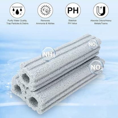 RealPlus Ceramic Bio Filter Media for Aquarium Sump Canister Pond Fish Tank, Vast Surface Area (6.2" Length / 24pcs)