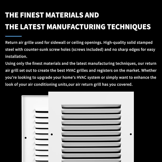 6x6 Vent Cover(Duct Opening Size),Air Return Vent Cover,Flat Vent Cover,Rejillas De Aire Acondicionado para Casa,Return Air Grilles,Outer Dimensions:7.75"Wx7.75"H(6"W x 6"H, Duct Opening)