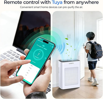 Air Purifiers for Home Large Room 3500 Ft2 with Washable Pre-filter, 3-Stage HEPA Double-Sided Air Purifier, Smart WiFi APP Control, Sleep Mode, PM2.5 Display Air Cleaner for Pets Hair, Dust, Smoke