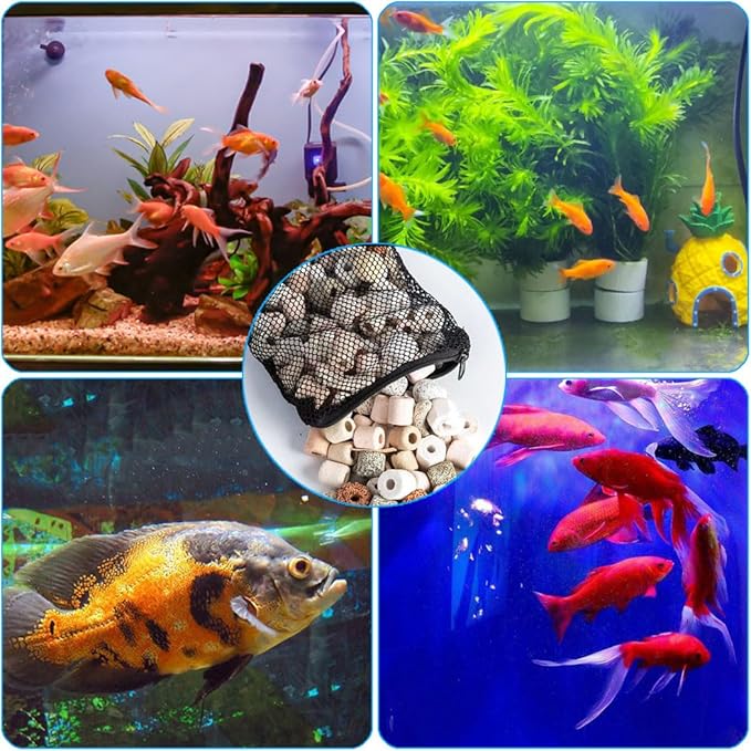 Aquarium Media Mesh Filter Bags with Zipper - Reusable for Activated Carbon & Ceramic Rings