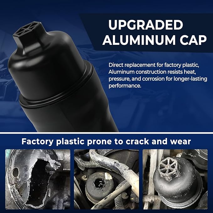 Upgrade Aluminum Engine Oil Cooler Oil Filter Housing for 2017-2018 Jeep Wrangler Grand Cherokee Dodge Challenger Charger Journey Caravan Durango Chrysler 300 200 Town Country Ram 3.6L 926-876 926-959