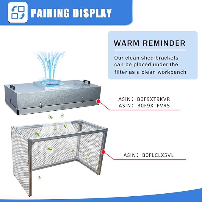 FFU HEPA H14 Filter Laminar Flow Hood clean bench bracket,Use with Laminar air Flow Hood， Suitable for clean room/laboratory/clean room/mushroom room，Updated Fan Filter Unit，Clean shed