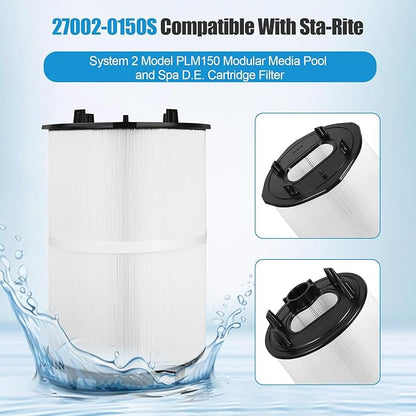 27002-0150S Pool Filter Replacement, Compatible with Sta-Rite System 2 Model PLM150 Modular Media Pool and Spa D.E. Cartridge Filter, with 24800-0121 Air Bleed Assembly, 150 sq. ft, Polyester