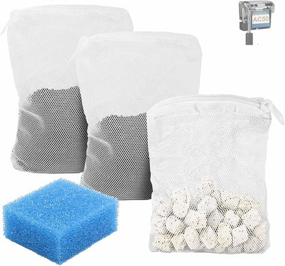 Aquarium Media Maintenance Kit Replacement for Fluval AC30 Power Filter, Three-Stage Filter Media Kit, Includes Replacement Bio Foam, Activated Carbon & Ceramic Rings, for 10-to-30 Gallon Aquariums