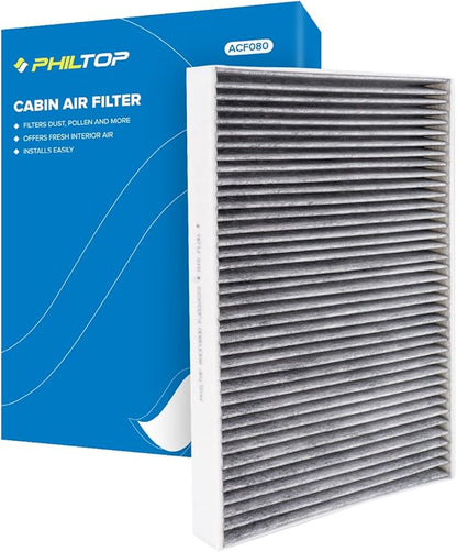 PHILTOP Cabin Air Filter, Replacement for CF12211 Q5 Q7 A4 A5 A6 Quattro SQ5 Q8 S4 S5 A7 Sportback RS5, Premium ACF080 Cabin Filter with Activated Carbon Filter Up Dust Pollen Odor
