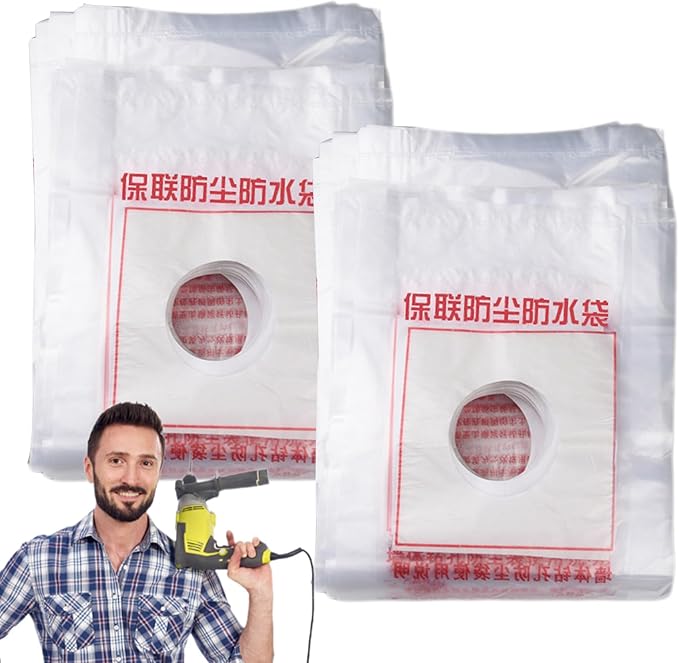 Electric Hammer Dust Bag – Drill Dust Sealr, Hole Saw Catcher | 100PCS Fine Particlle Trap for AC Installation, Wall Cut Dust Barrier Pouch, Compact Vacuum Collector Kit for Plasterboard Drilling Jobs