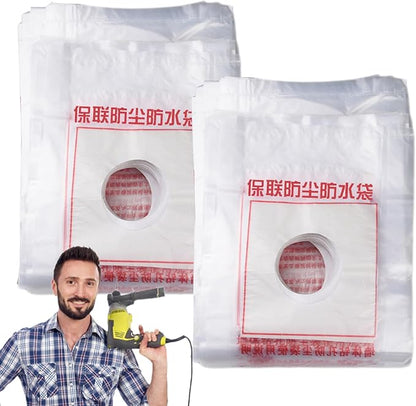Electric Hammer Dust Bag – Drill Dust Sealr, Hole Saw Catcher | 100PCS Fine Particlle Trap for AC Installation, Wall Cut Dust Barrier Pouch, Compact Vacuum Collector Kit for Plasterboard Drilling Jobs