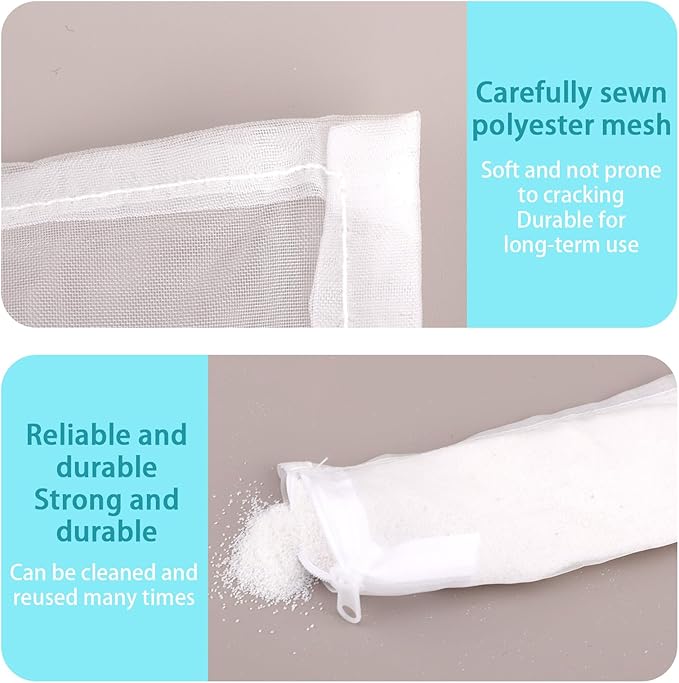 BOXOB 10pcs Aquarium Filter Media Bags, 100 Micron Extra Fine Media Filter Small Mesh Bags Purigen Sock for Fish Tank with Plastic Zipper for Activated Carbon Resin (7.9x3 Inch)