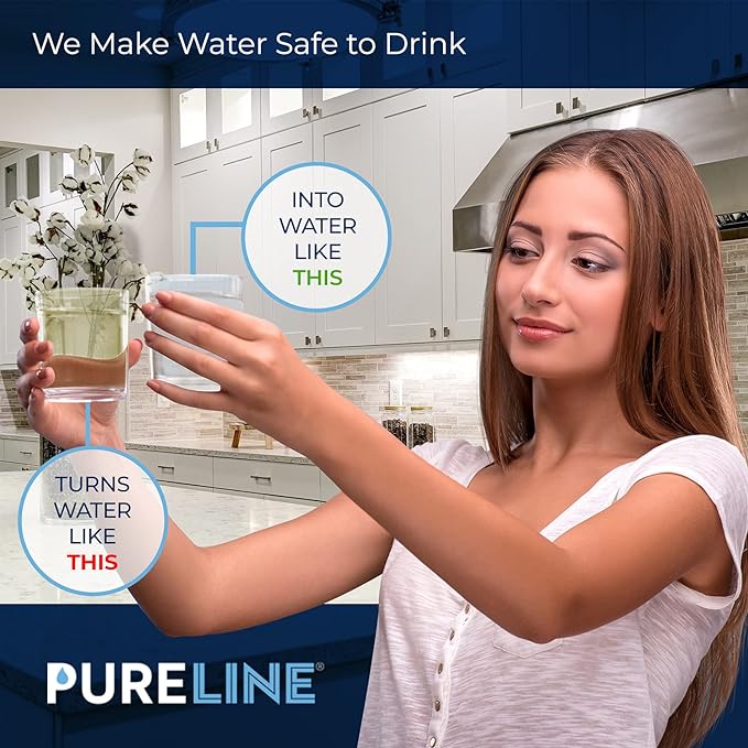 Pureline FQSLF Under Sink Water Filter Replacement. Compatible with GE FQSLF, FQROPF, GXSV65R, GXSLQR, PXRQ15RBL, PXRQ15F, PNRQ15F, PNRQ20F, PNRQ20R and PNRQ21R - Reduces Bad Taste & Odor (3 Pack)