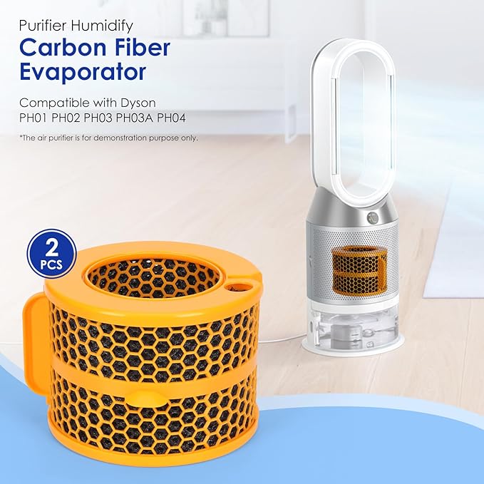 2 Pack Air Purifier Carbon Fiber Evaporator Filter Compatible with Dyson PH01 PH02 PH03 PH04 PH3A Air Purifier Humidifier Replacement Parts 970718-01