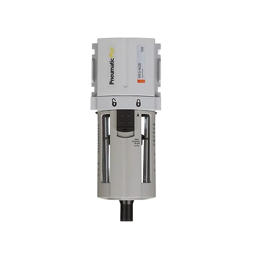 PneumaticPlus PPF4-N04B Compressed Air Particulate Filter 1/2" NPT, 5 Micron, Poly Bowl, Manual Drain, Bracket
