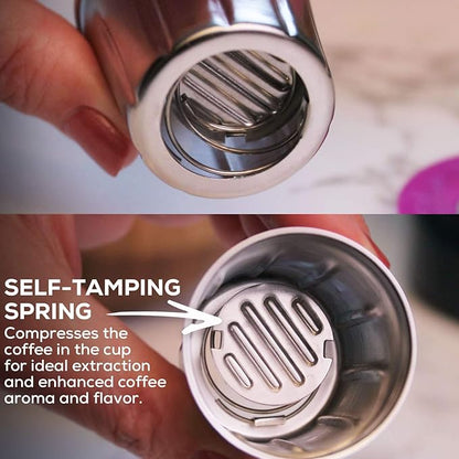 EZ-Cup Stainless Steel 1-Stream Reusable K Cup Coffee Pod for Keurig + 25 Disposable Paper Filters - Refillable Capsule Compatible with Keurig and Other Select Coffee Makers (Pack of 2)
