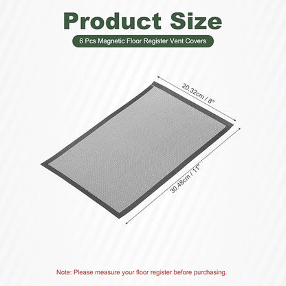 YOKIVE 6 Pcs Magnetic Floor Vent Covers, Floor Register Cover PVC Mesh Air Vent Screen Filters, Great for Home Floor, Wall, Ceiling, Catch Debris Hair Dust (Black, 12-Inch x 8-Inch)