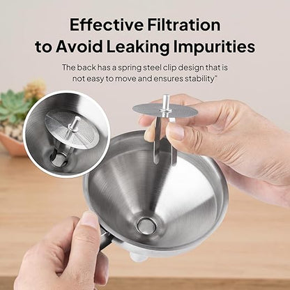 ELEGOO 3D Stainless Steel Funnel, Metal Funnel with Filter and Brush, Used for Filtering and Splash Prevention of 3D Printer Resin