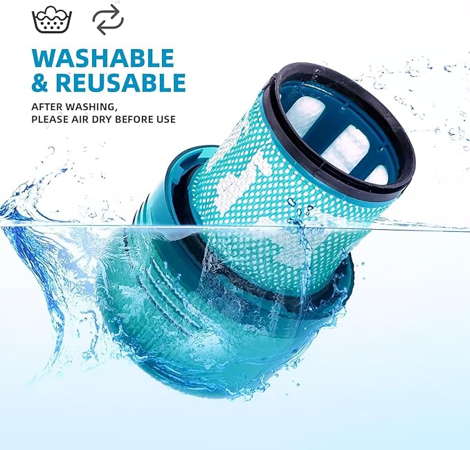 Dyson V15 Filter, 2-Pack Premium True HEPA Replacement Filters Compatible with Dyson V15, V11 Animal, V11 Completed/Absolute, V15 Absolute/Submarine, V11 Filter with Trigger Clamp, Part no. 970013-02