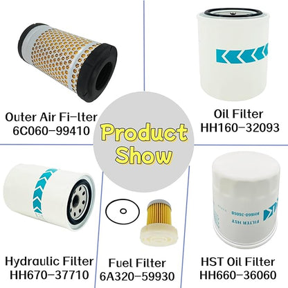 Filter Maintenance Kit 6C060-99410 HH160-32093 HH660-36060 6A320-59930 HH670-37710 Air/Oil/HST/Fuel/Hyd Fit for K-bota B2410 B7500 B7510 B7610 B26