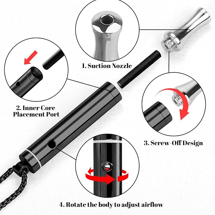 ASTOFLI Quit Smoking Breathing Necklace for Adults - Flavored Stress Breathing Necklace Stop Smoking for Women - Breathlink for Men Meditation Breathe Anxiety Whistle Necklaces inhaler Breathlace