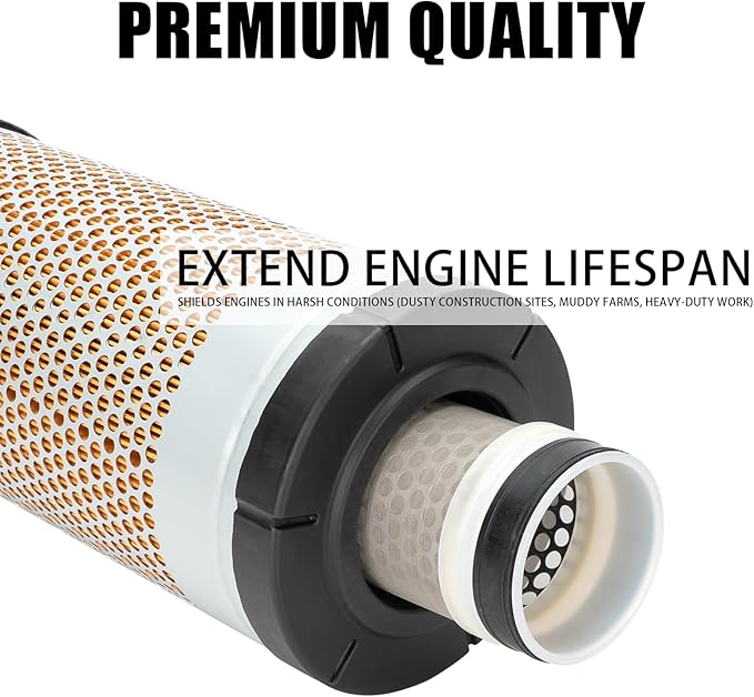 10560411400 19480413500 Outer & Inner Air Filter Fit for Mahindra 1500 and 1600 Series Tractors, Including 1533, 1538 and 1640 Models