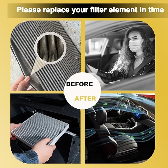 2 Pack Cabin Air Filter For Santa Fe 2021-2023,Santa Cruz 2022-2023,Elantra 2021-2023/Elantra N 2022-2023,Sonata 2020-2023,Tucson 2022-2023,K5 2021-2023,Replacement for CF12820, 042-2261